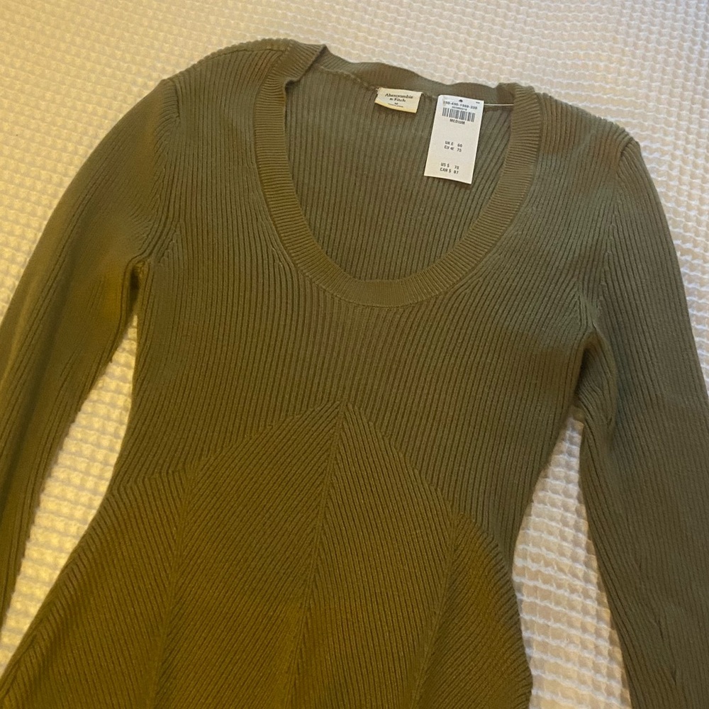 Abercrombie & Fitch Olive Green Ribbed Bodysuit - Picture 4 of 4